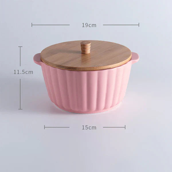 Scalloped Pot With Lid, 8 Inch - Pink