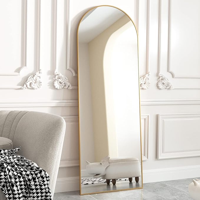 Arched Full Length Free Standing Mirror- Gold