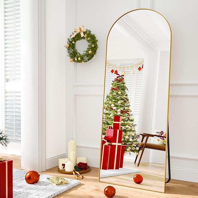 Arched Full Length Free Standing Mirror- Gold