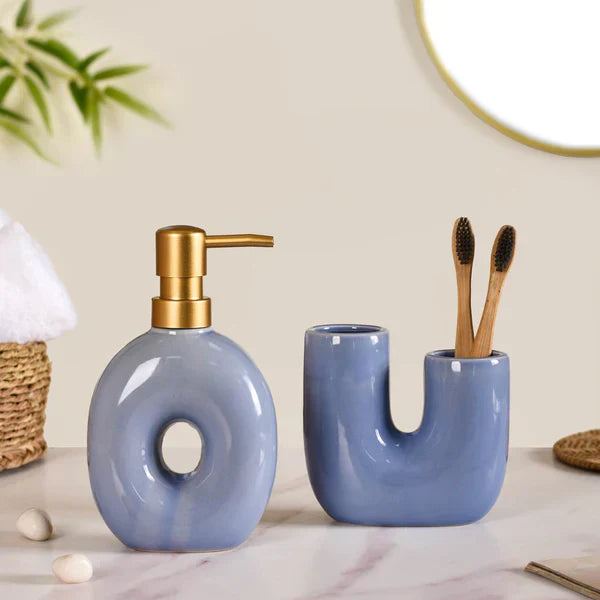 Modern Ceramic Bath ,Set Of 2 - Blue