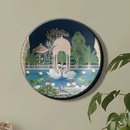 Swan Couple Ceramic Wall Plate Home Décor - India Series