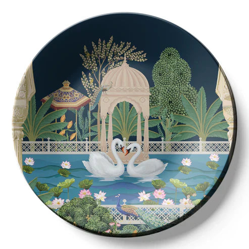 Swan Couple Ceramic Wall Plate Home Décor - India Series