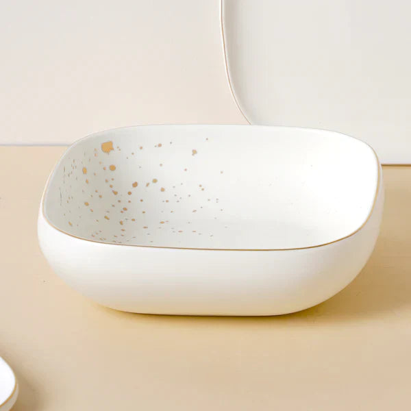 Cara Square Serving Bowl - White/Midnight Green (1)