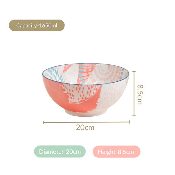 Pastel Ceramic Serving Bowls - Set Of 2 ,1650ml