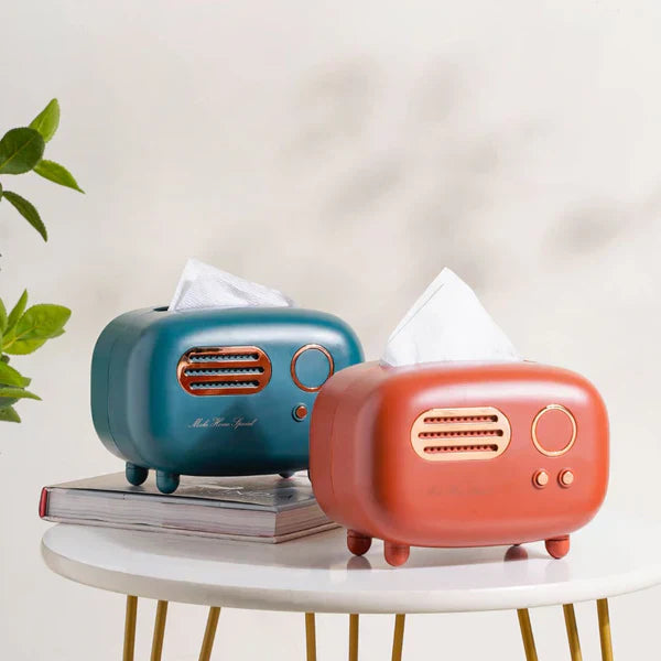 Vintage Tissue Box - Dark Orange/Teal