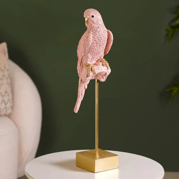 Parakeet Showpiece With Stand - Pink