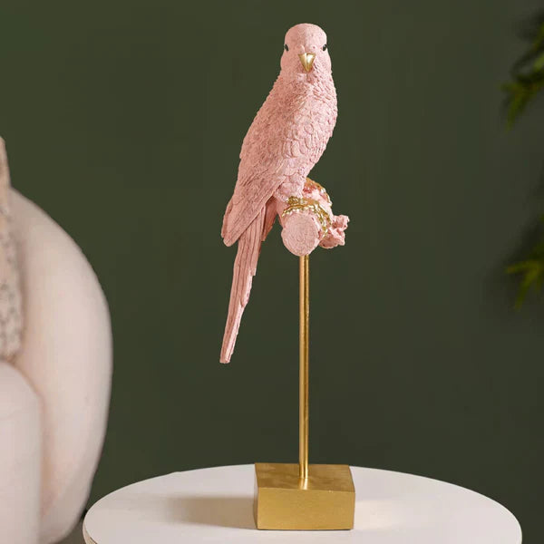 Parakeet Showpiece With Stand - Pink