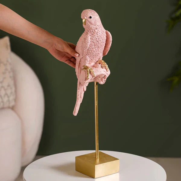 Parakeet Showpiece With Stand - Pink