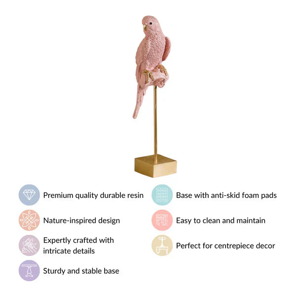 Parakeet Showpiece With Stand - Pink