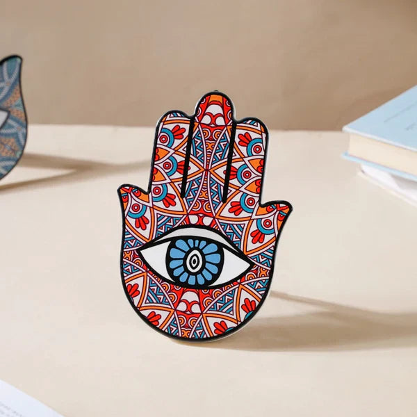 Healing Hamsa Hand Decor With Stand - Red