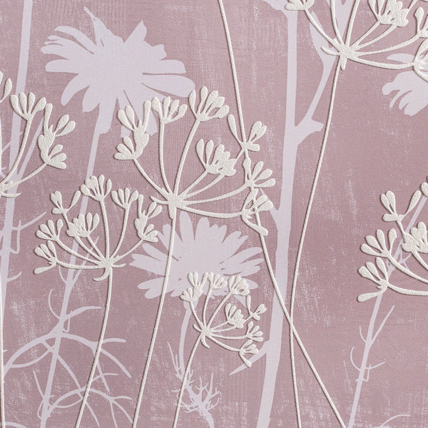 Floral Emboss Print Canvas Wall Art - Pink & White